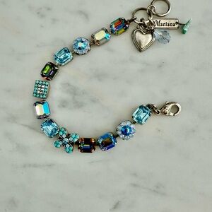 Mariana Blue/Aqua silvertone Iridescent Crystal Bracelet